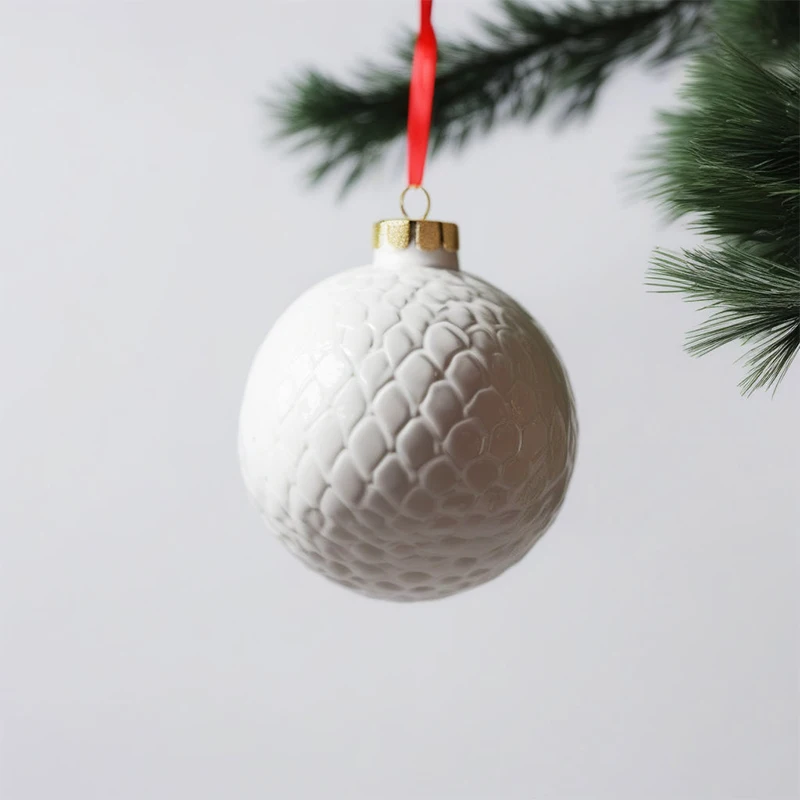 Christmas tree bauble hanging decor white ceramic ball ornaments