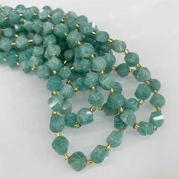 7-8mm Natural Amazonite Faceted Spiral  Beads Gemstone Crystal Loose Beads DIY for Jewelry Making