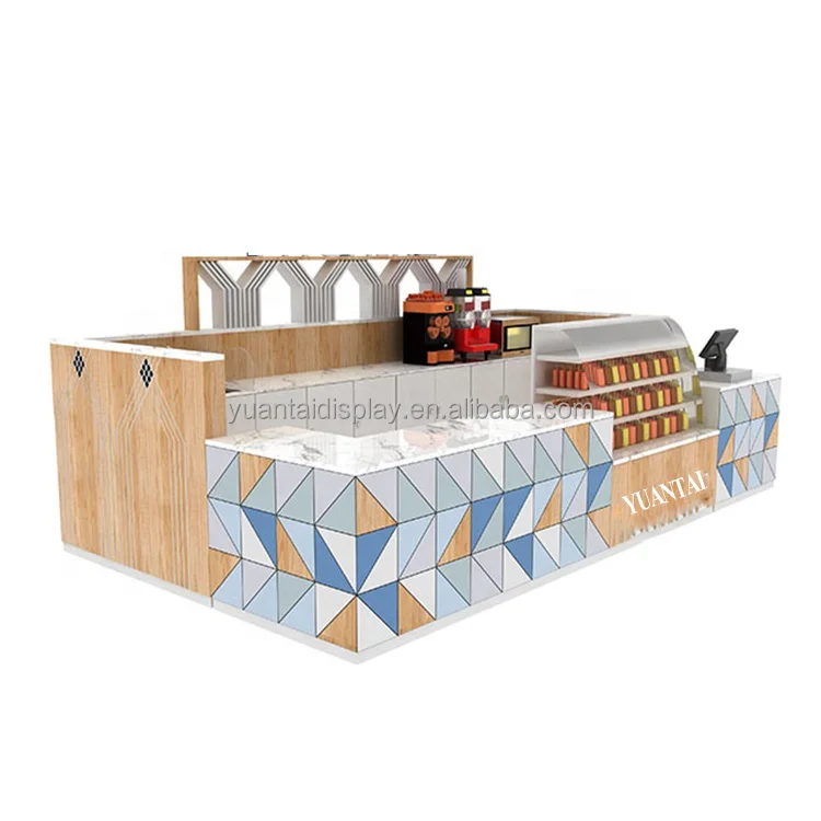 High Quality Coffee Bubble Tea Ice Cream Kiosk and Cafe Display Counter Design for Sale