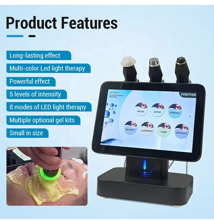 Discover the professional Oxygen Bubble Machine featuring Oxygen CO2 Bubble Handle, Ultra Handle, and Quadrupole RF technology for hydration, skin tightening, rejuvenation, and oxygen facial treatments. 3 in 1 Oxygen Facial Machine –Ultra & Quadrupole RF CO2 Bubble