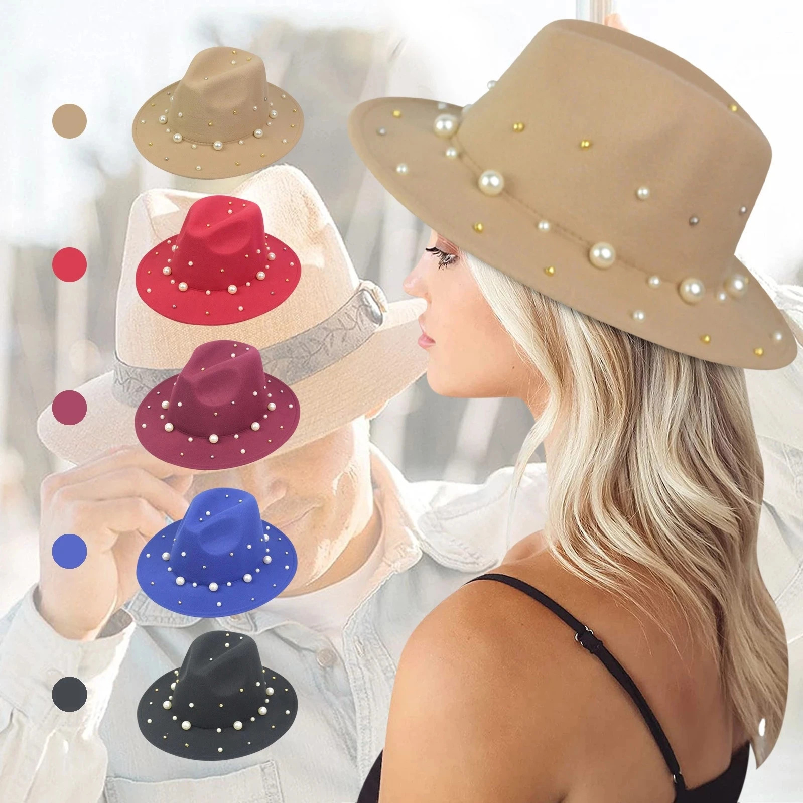 Fedora-Hut Aus Filz Mit Breiter Krempe – Klassiker Für Damen & Herren In Weiß – Ideal Für Outdoor, Party & Hochzeit