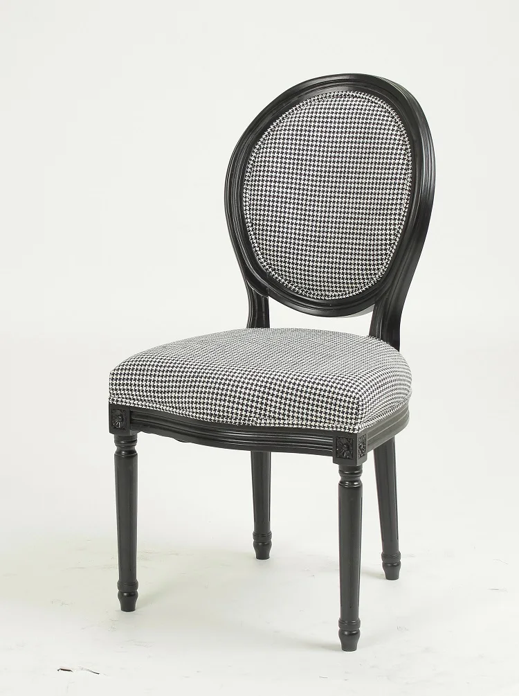 French Style Round Back Fabric Cover Wooden Chair/dining Room Side