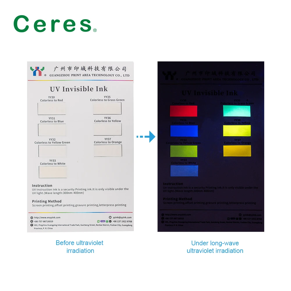 Ceres UV Invisible Fluorescent Ink for Offset Printing