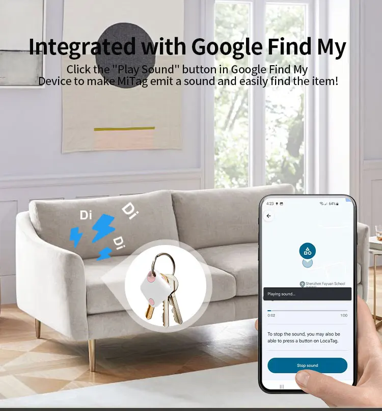 RSH Custom Logo Type C Rechargeable Tag Google Find My Device Find Hub Smart Tracker GPS Locator Key Finder for Android manufacture