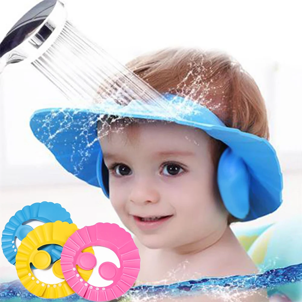 Bonnet de douche pour enfants et bébés - Bonnet de shampooing pour les  yeux, les oreilles et le visage - Réglable - Doux et imperméable -  Protection
