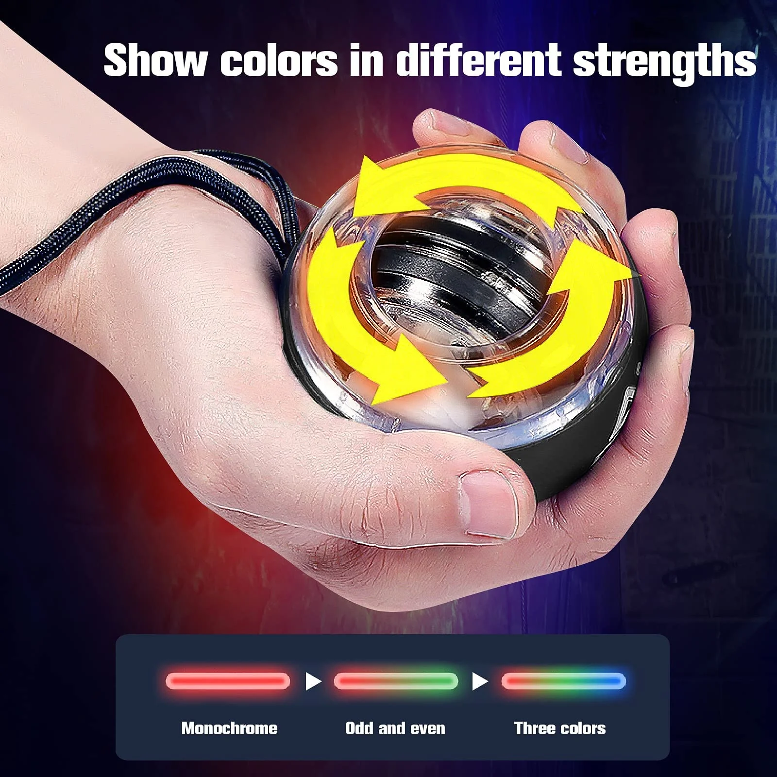 Custom Logo Gyro Wrist Exerciser LED Gyroscopic Autostart Range Power Wrist Metal Exercise Gyro Power Ball Wrist Ball