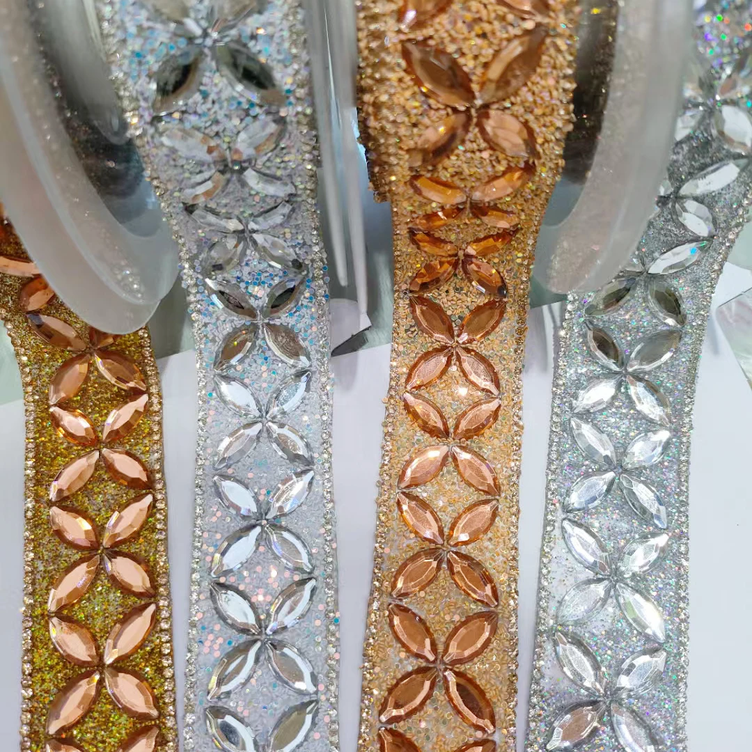 Self Adhesive Crystal Rhinestone Diamond Ribbon Trim Sheet Hotfix Bling Rhinestone Iron on Tape for Shoes  Crafts Decoration