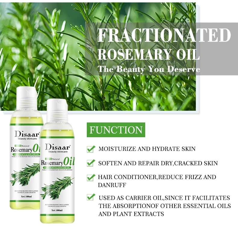 Disaar 100% Natural Rosemary Extract Moisturizing Nourishing Rosemary Essential Massage Oil for Promote Hair Growth Skin Care
