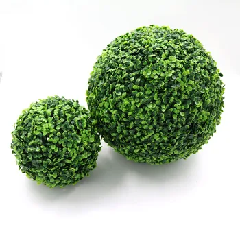 Home Decor Plastic Green Bonsai Indoor Decoration Artificial Grass Boxwood Wholesale Topiary Ball  Hanging Ball