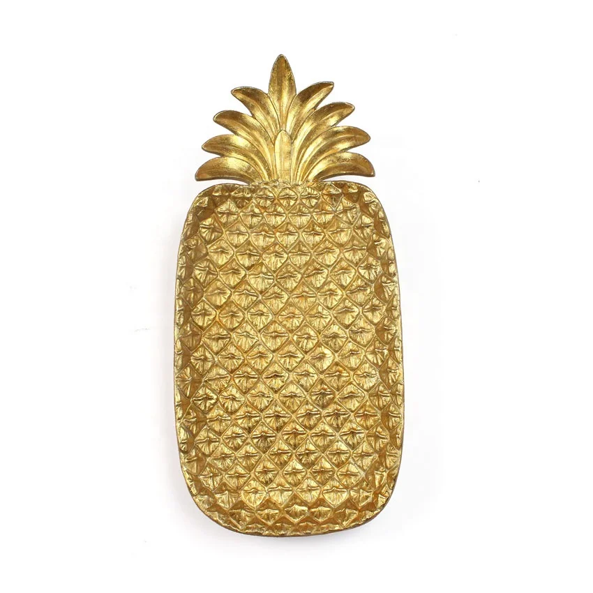 Wholesale resin pineapple ornaments gold foil Wall Art Decoration