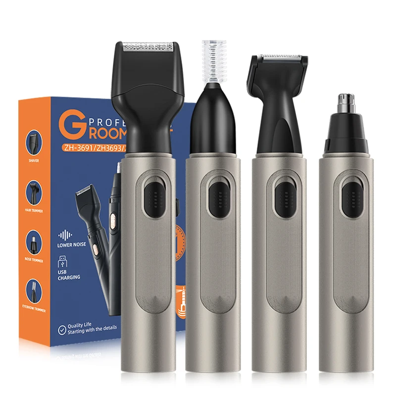 USB Charging Electric Men's Multifunctional Four-in-One Push Nose Hair Trimmer Portable for Home Car Use Direct Manufacturer