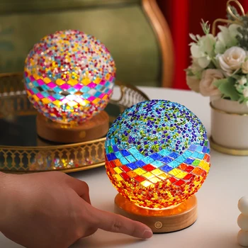 Exotic Style New Turkish LED Night Light Luxury Mediterranean Nine Grid Mosaic Collage for Home Decor Bedroom Application
