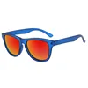 Blue-tinted frame with red lenses