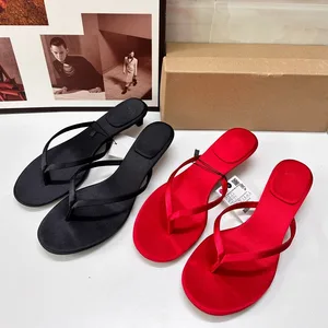 QuiteS 2026 Summer New Fashion Stiletto Sandals Women's French Office Heels Open Toe Waterproof Low Heel Flip-Flops Slippers