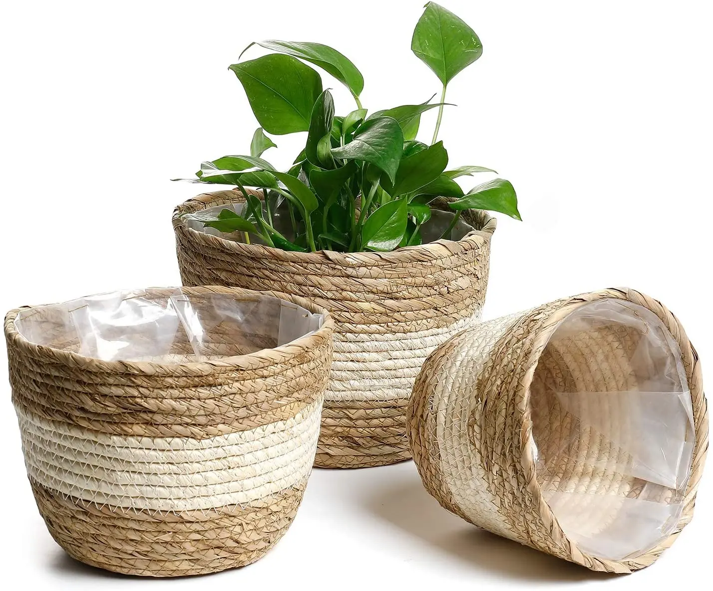Seagrass Planter Basket Stylish Planter Baskets for Indoor and Outdoor Plants Perfect for Flower Pots Cover and Room Decoration Set of 4 