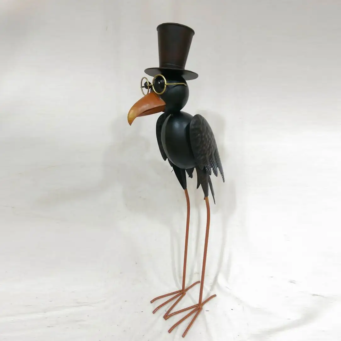 Cartoon-style Metal Crow Bird