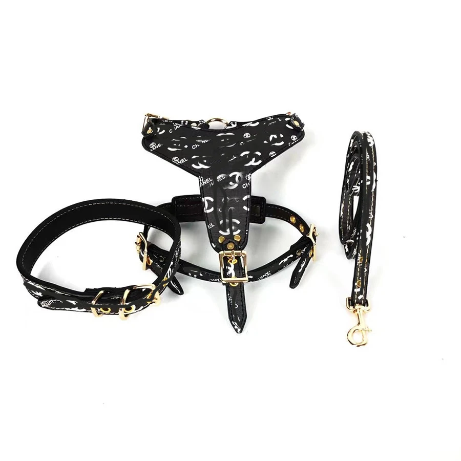 Designer Pet Leather Leash Harness Set High Quality Luxury Dog Leash