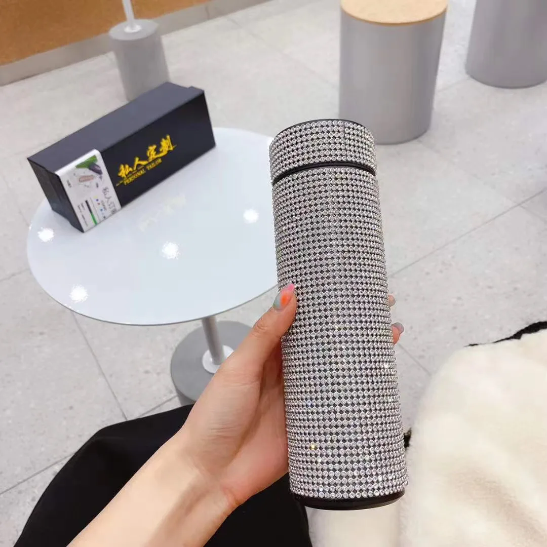 500ml Diamond Thermos Bottle Water Bottle Stainless Steel Smart Vacuum Flask NEW