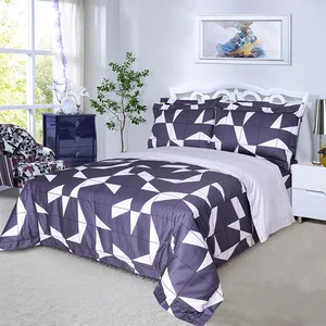 Custom Printed Duvet Cover Pure Cotton Fancy Bedding Set Manufacturers Geometric Bed Sheets Blue