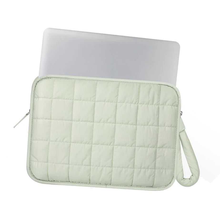 Waterproof Nylon Quilted Puffer Laptop Sleeve Bag Lightweight Cute Puffy Laptop Cover Carrying Case