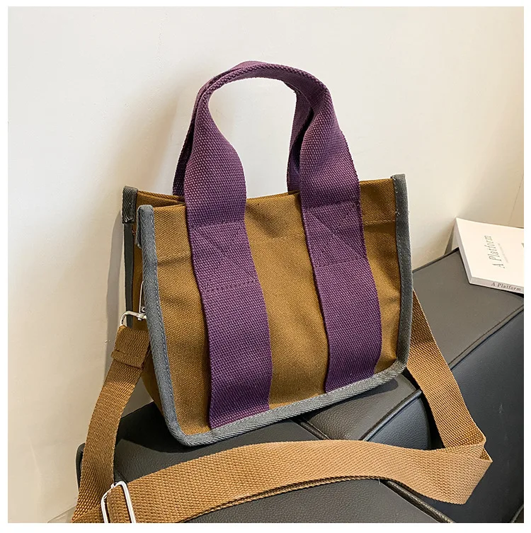Bolsos De Mano Para Mujer,Bolsas De Mano De Color Contrastante Duraderas, Pequeñas Y Gruesas,De Lona,Venta Al Por Mayor - Buy Venta Al Por Mayor  Calidad Blanco Pequeño Bolso De Totalizador De La Lona,Venta