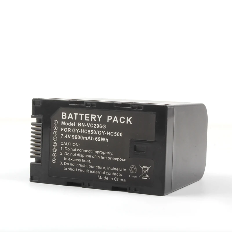 BN-VC296G High Capacity Replacement Batteries 7.4V 9600mAh Lithium Battery VC296G for JVC GY-HC500 GY-HC550 Cameras Battery manufacture