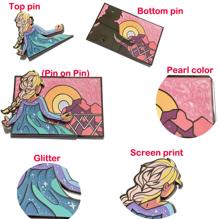 Manufacturer cheap custom shaped diamond lapel pin badge metal hard enamel pins details