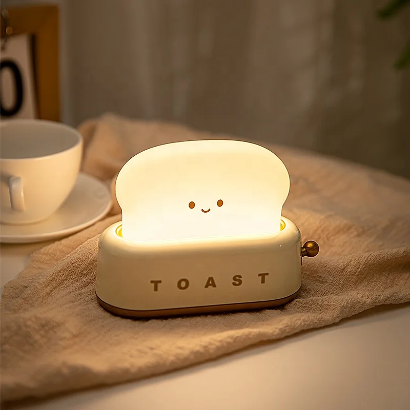 Portable Cute Bread Maker Led Table Lamp Gift USB Rechargeable Battery Bedroom Bedside Night Light