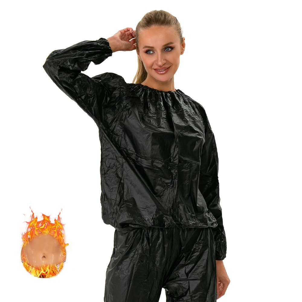 PVC Sauna Suit Exercise Sauna Sweat Suit Gym Workout Sauna Jacket Pants for  Women Men