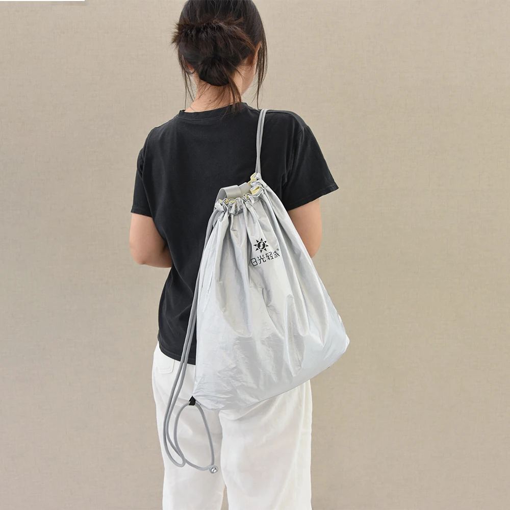 Customized Sports Bag Drawstring Shoulder Bag Waterproof Wear-resistant DuPont Paper Double-sided with Drawstring Backpacks
