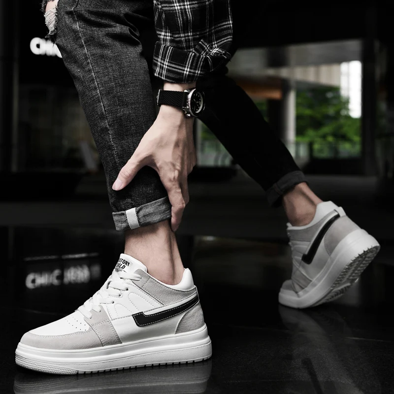 ZC Men's Height Increasing Shoes with Men's Casual Shoes with High Top Blackboard, Men's Lifting Shoes