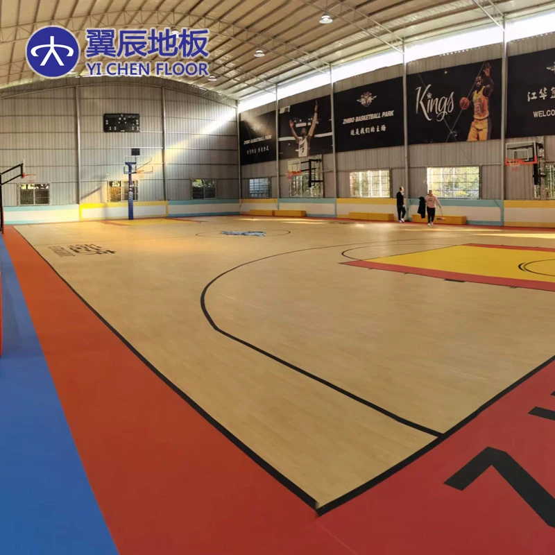 Desain Lantai Kayu Laminasi Vinil Olahraga PVC untuk Lapangan Basket dan  Badminton