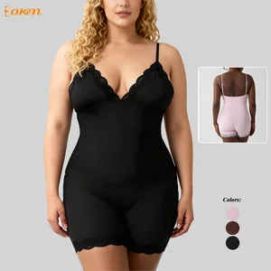 Wholesale Women's Lace Trim Bodysuit Adjustable Seamless Lingerie Slim Fit Cami Romper One-Piece Nylon Shapewear