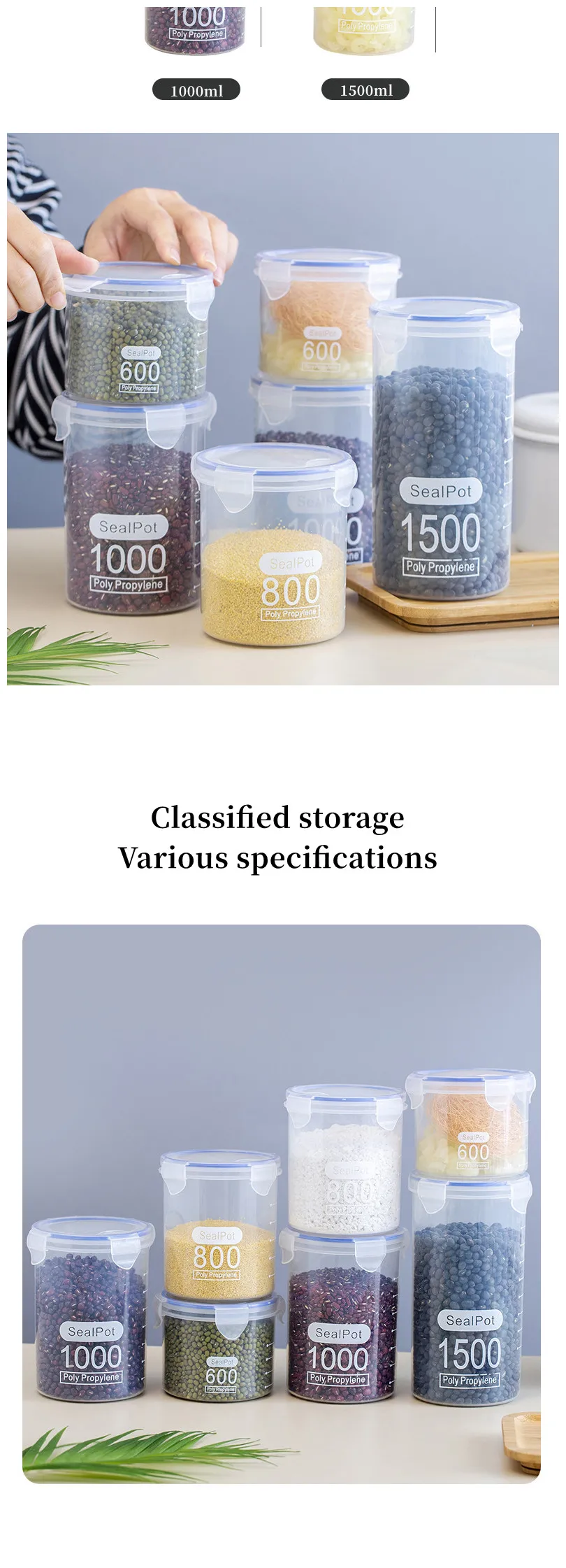 Factory Direct Large Storage Jar Plastic Storage Bottles & Jars Transparent Sealed Food Boxes
