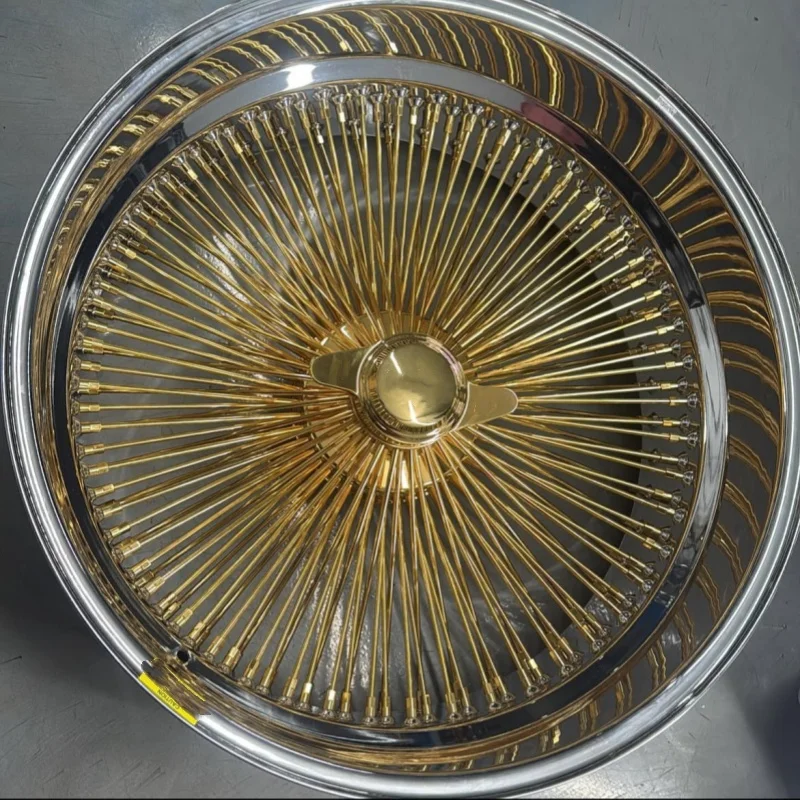 Zxmm Custom Staggered Golden Chrome Multi Spoke Wire Rim Day Style 2 / 3 Knock Off 5x127 5x120 18