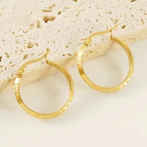 European American Ins Style Cross-Border Titanium Steel Circle Buckle 18K Light Luxury Fashionable Hoop Earrings Women's