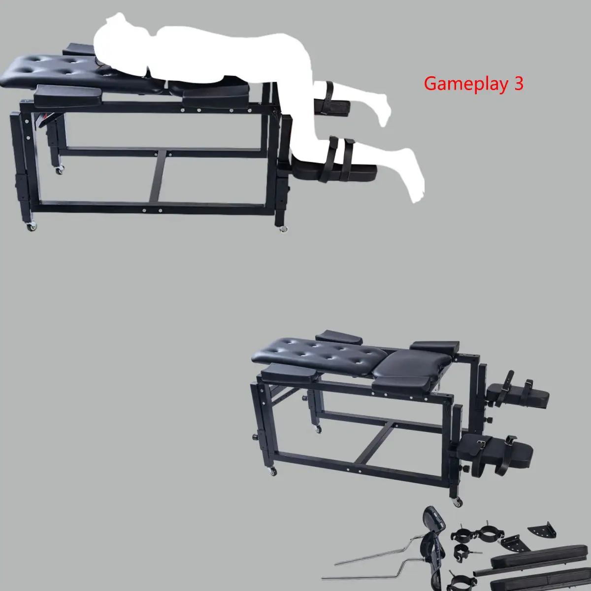 Pro BDSM Throne System: Open-Leg Spreader Chair with Built-In Sex Machine & 6-Point Restraint Harness