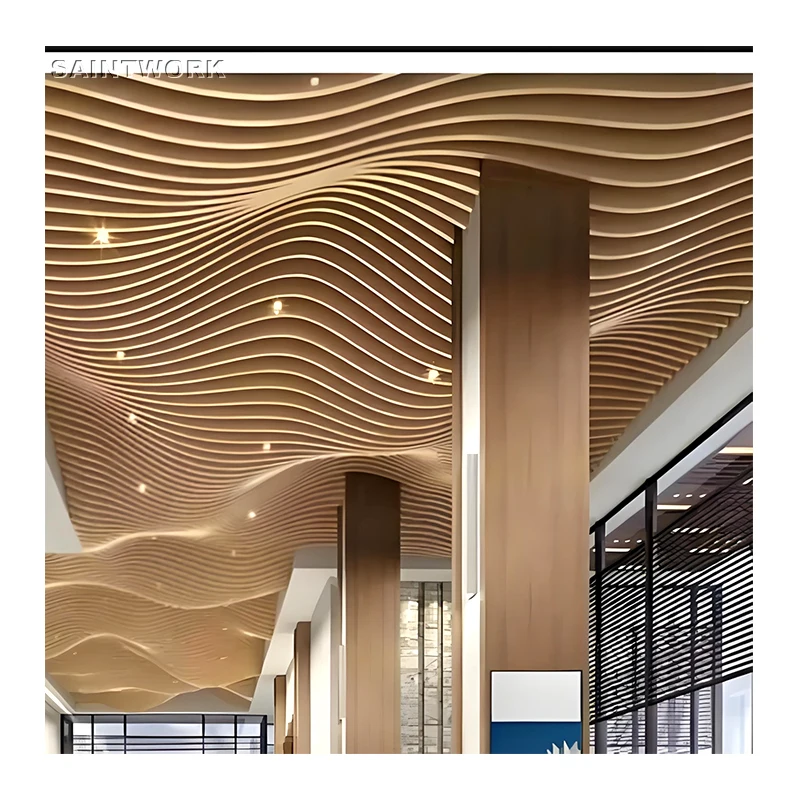 Hotel Modern Hall False Ceiling Design 3D Wavy Aluminum