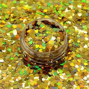 Bright Gold Shinny Laser Glitter Sequins Bulk Heat Shaped Craft Decorative Holographic Glitter