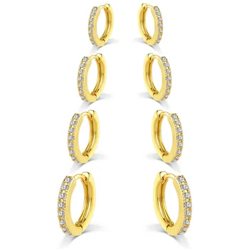 Fashion 925 Sterling Silver Pin Small Big Large Zircon Earring 18k Gold Plated Filled Hoop Women Earrings Hoops