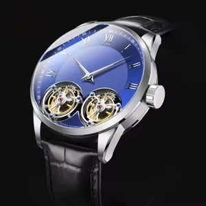 True Luxury Double Tourbillon Watch Men's Stainless Steel Sapphire OEM Mechanical Watch Men's Double Tourbillon Watch