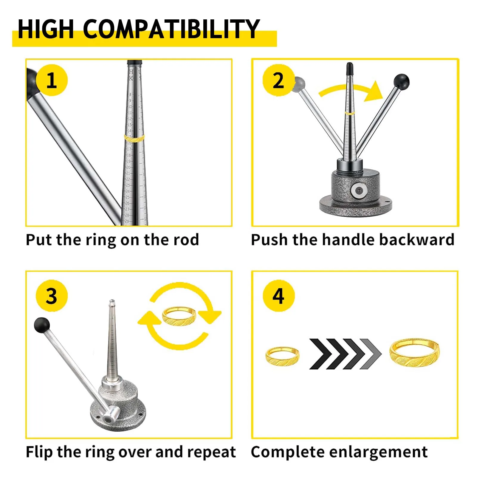 Ring Enlarger Size Adjustment Tool Iron Coin 4 Splines Ring Size 1-14 Jewelry Making Machine Ring Stretcher for Jewelry Repair