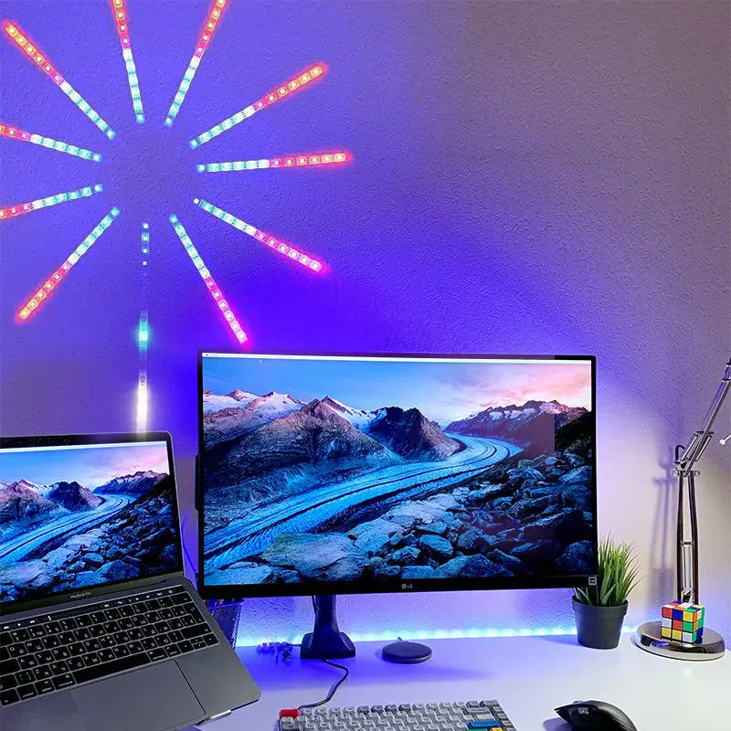 COYOLED Neon Strip Light Luces Led Para Habitacion 5050 RGB Fireworks Atmosphere Led Strip Light Music Sound Control for TV