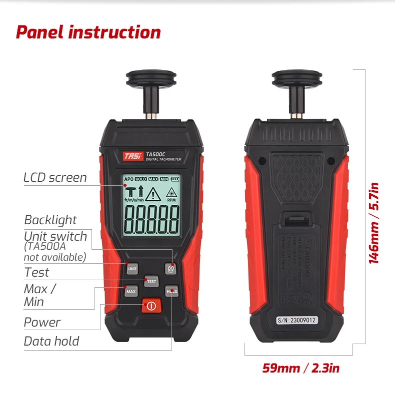 TASI TA500C Non-contact/Contact two-in-one tachometer handheld photoelectric tachometer| Alibaba.com