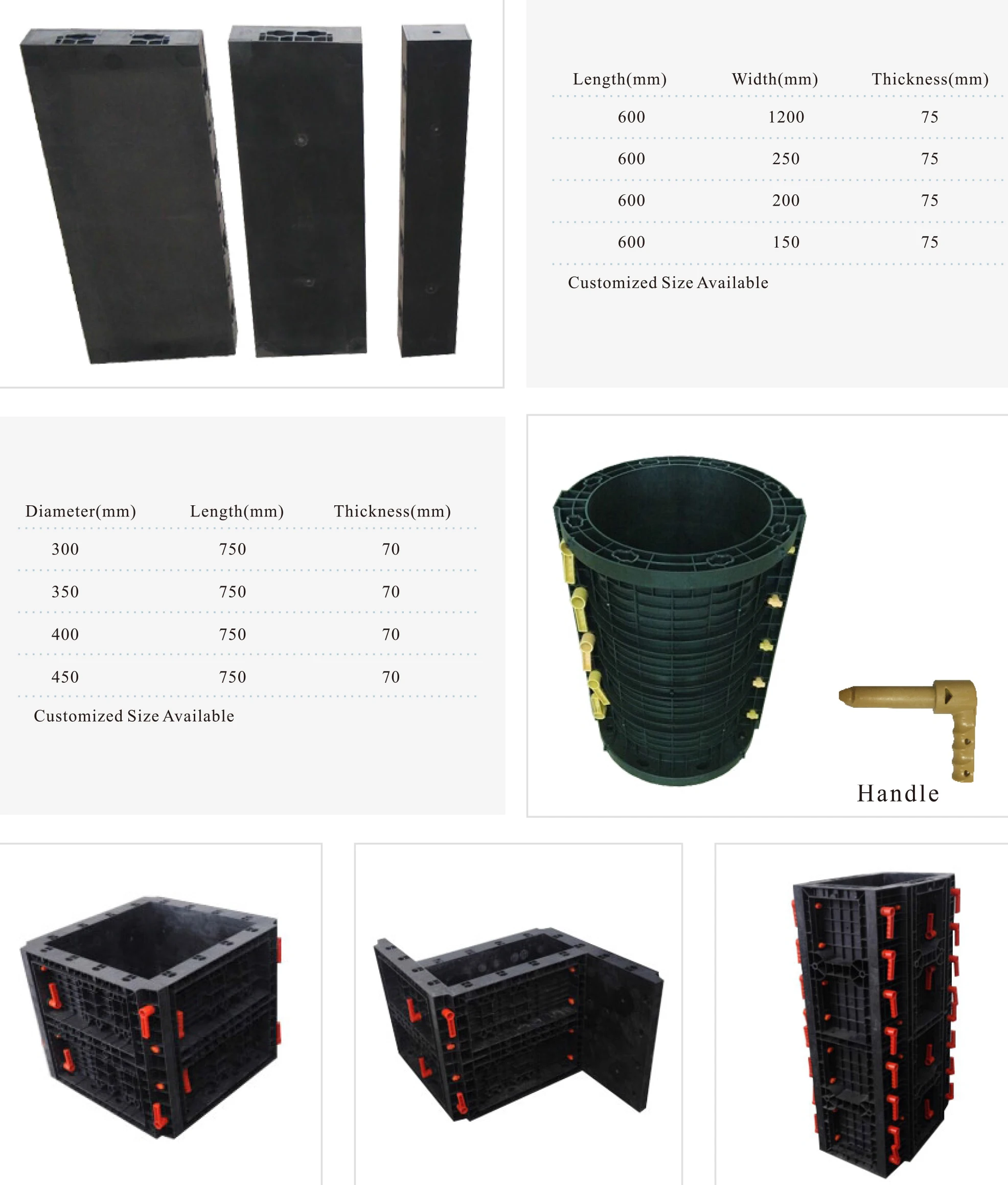 Wholesale Custom Reusable Forming Shuttering Adjustable Plastic Modular