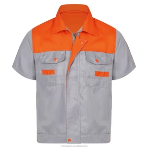 85% Polyester 15% Cotton Two Tones Work Wear Uniforms Motor Mechanic Factory Workshop Steel Plant Short Sleeve Work Shirts Work