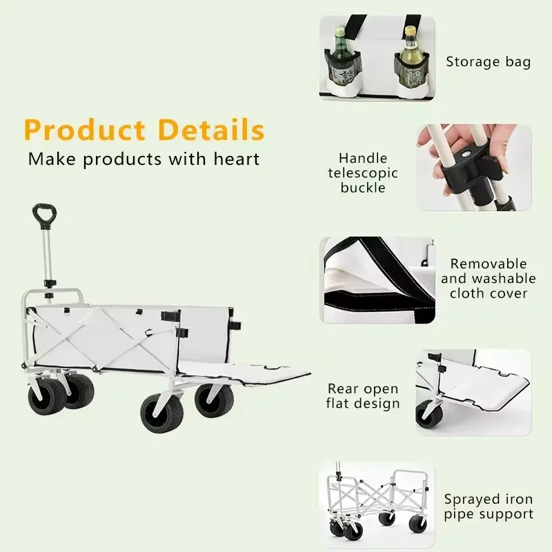 Folding Picnic Cart Camping Wagon with Wheels shopping trolley picnic cart camping wagon