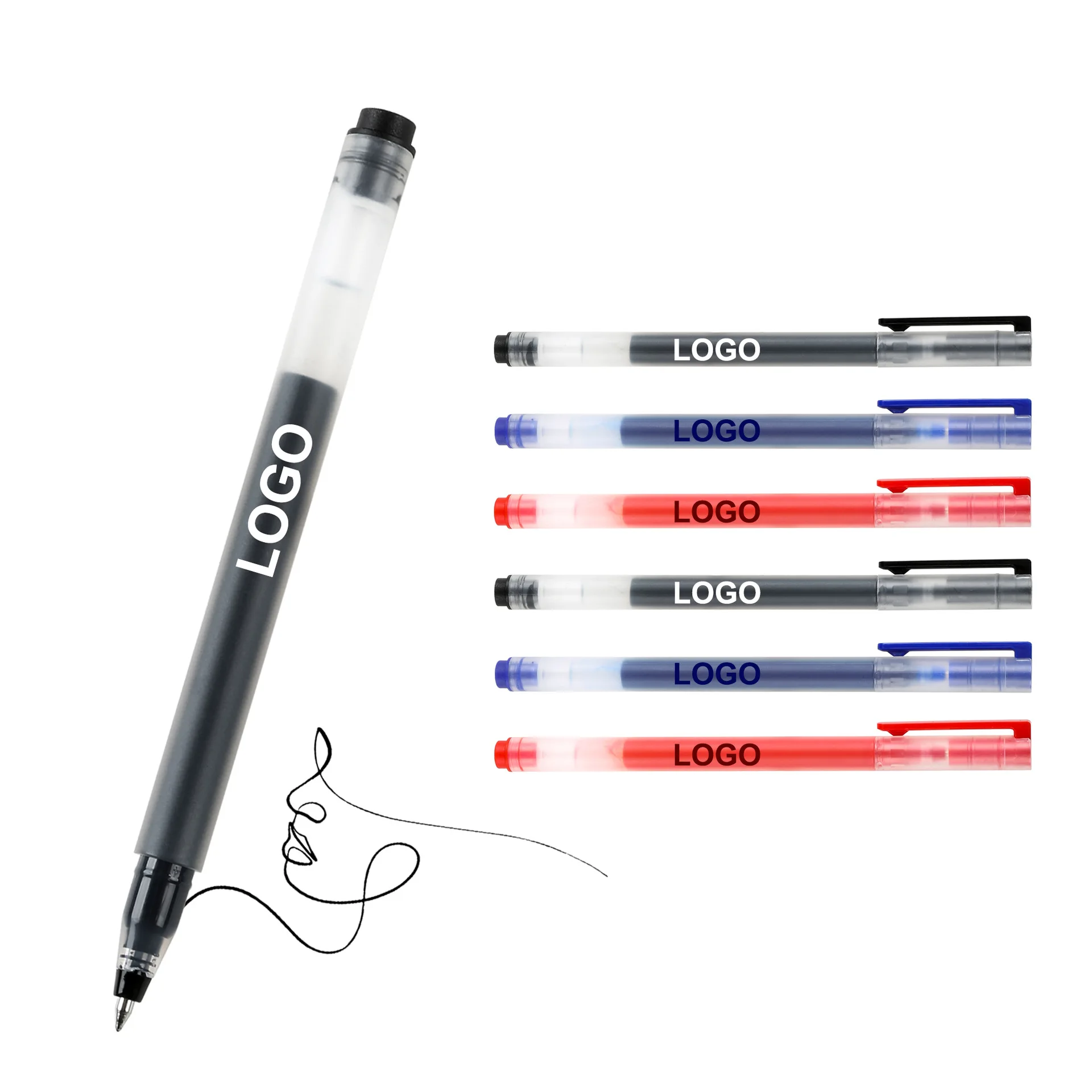Heißer Verkauf: Individuell bedruckte Kugelschreiber mit Logo für Büro und Schule, großes Tintenvolumen, weich und komfortabel, 1,0 mm Schreibmine, Gel-Tinte, Großpackung_voghion.com