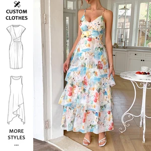 Maxi Floral Print Sleeveless Long Layered dress casual 2026 summer dress for women lady elegant dresses for women