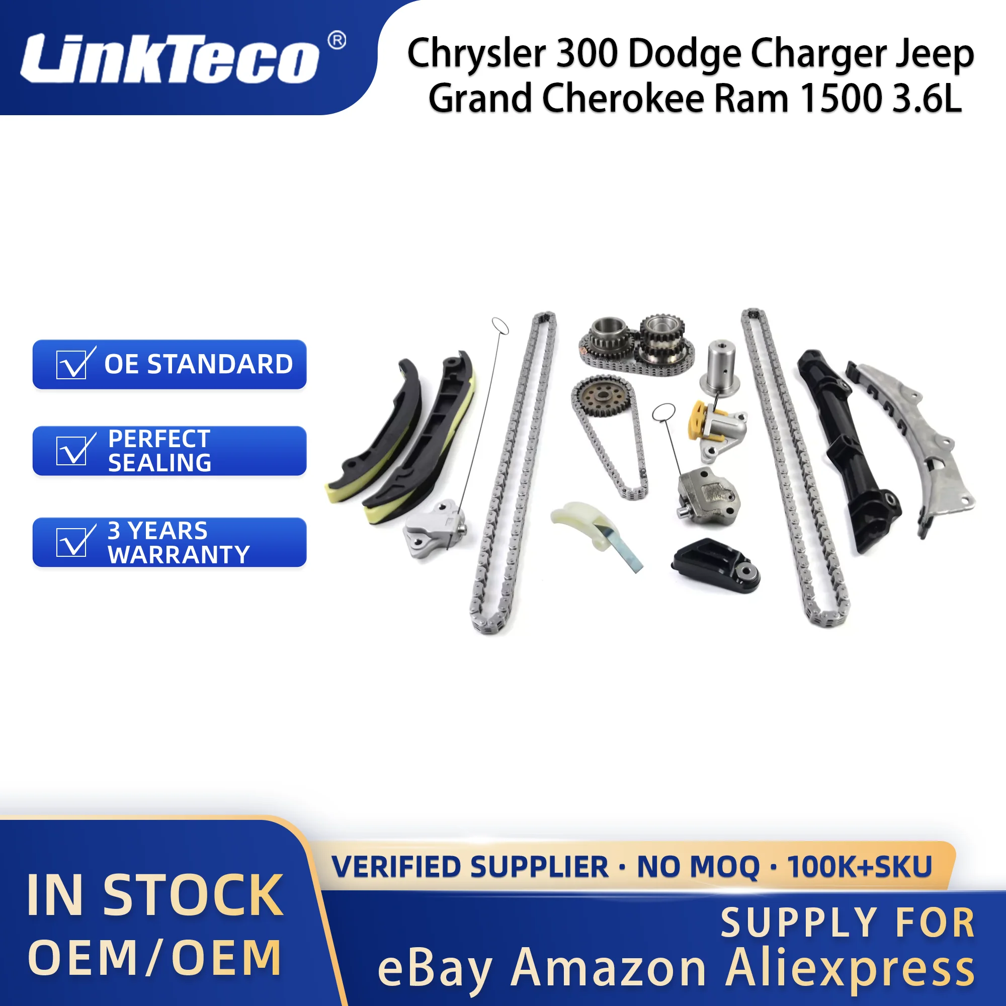 Linkteco Timing Chain Kit for Chrysler 300 Dodge Journey Charger Jeep Grand Cherokee Ram 1500 3.6L Pentastar 2011-2015 5047790AA